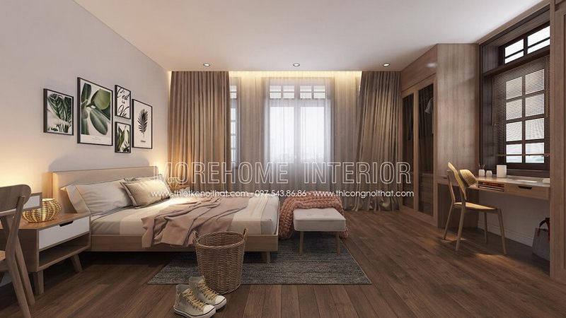 Thiết kế phòng ngủ hiện đại với nội thất gỗ đẹp hiện đại